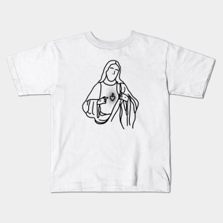 Jesus Christ with His Holy Heart Hand-Drawn Minimalist Kids T-Shirt